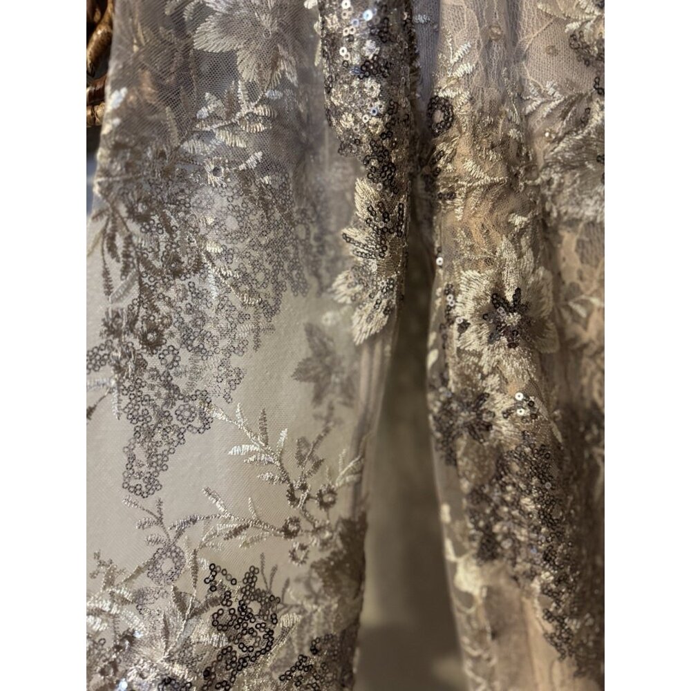 Mac Duggal Taupe 67539 Sequin V-Neck Long Sleeve Formal Gown Dress NEW - Picture 5 of 15